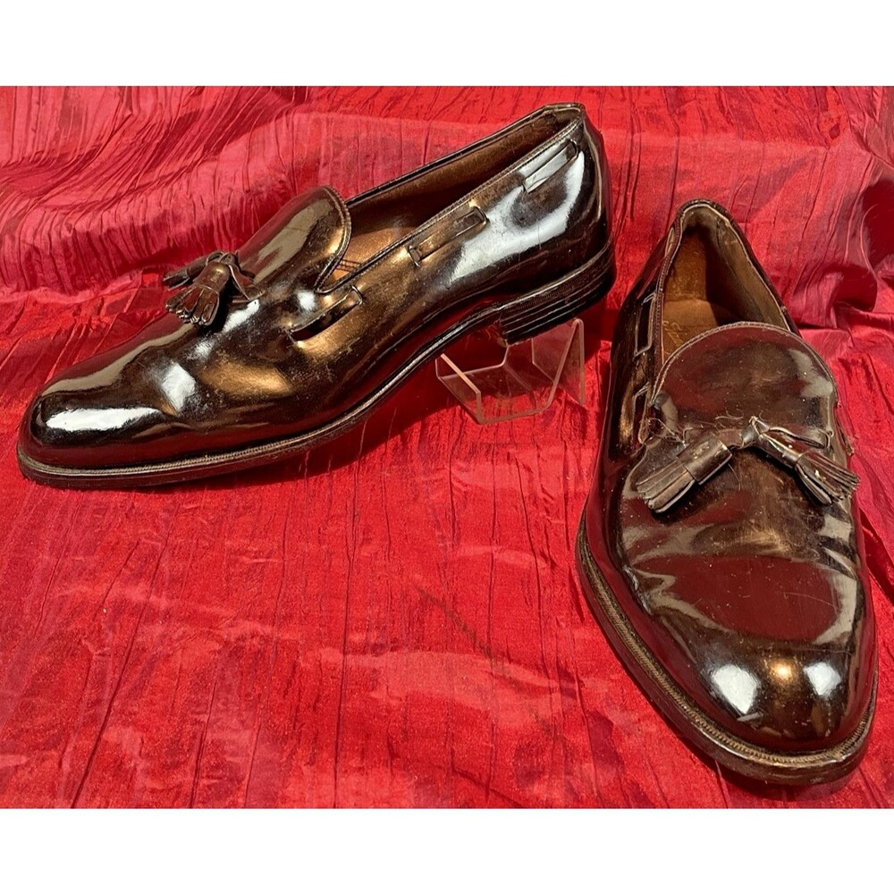 Frank Brothers Viscount Black Patent LeatherTassel Formal Evening Slippers  10.5